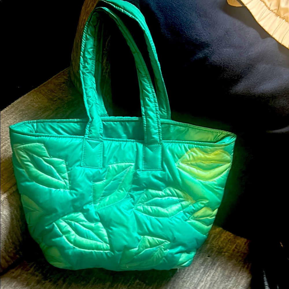 Wildfox Green Quilted Tote Bag with Puffy Texture